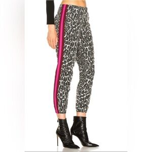 MOTHER Leopard Print Joggers with Pink Side Stripe